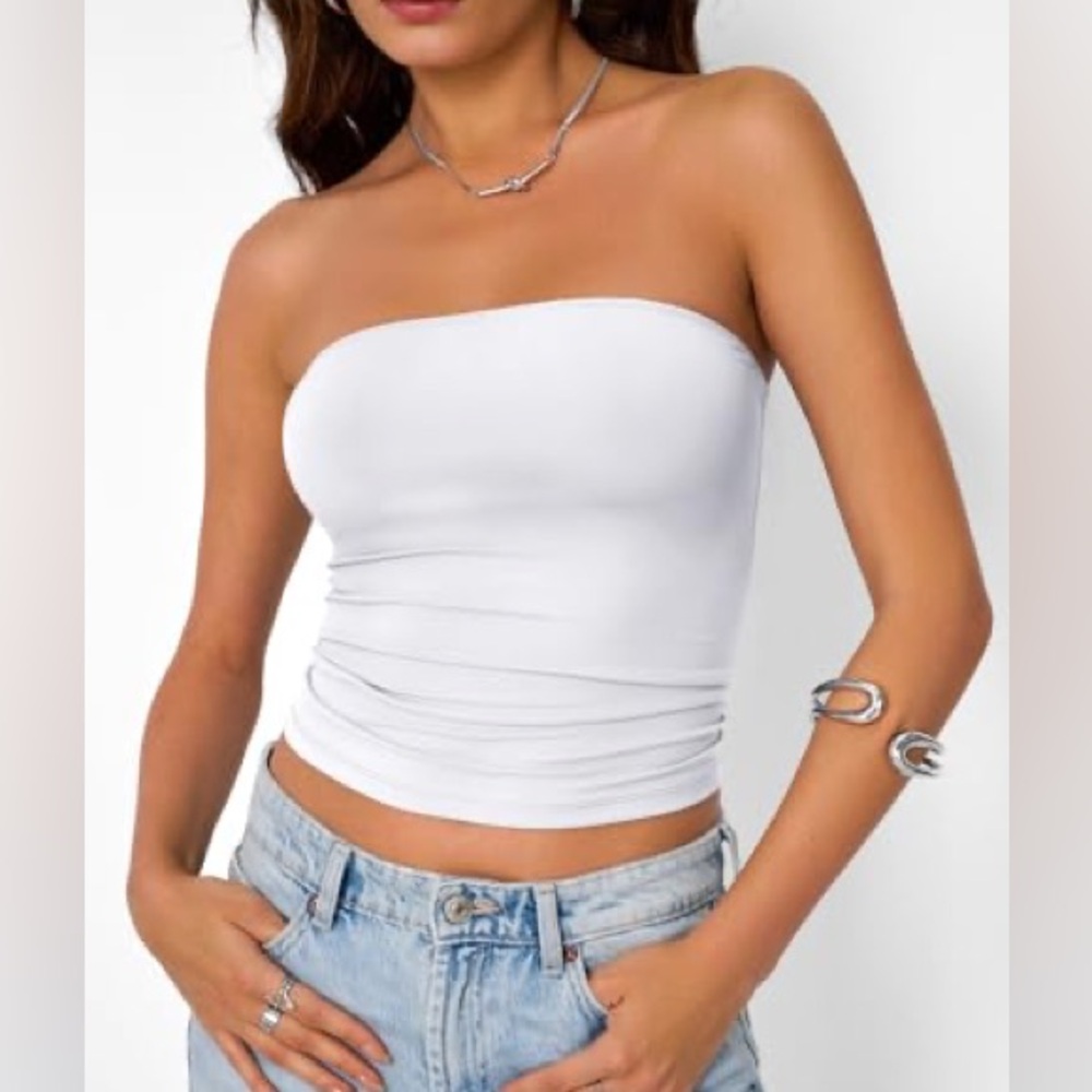 Elegant White Strapless Camisole Size S
